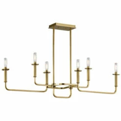 Best deal 🤩 Kichler Lighting Alden Collection 6-light Natural Brass Linear Chandelier 😍