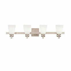 Budget 🔥 Kichler Lighting Uptown Collection 4-light Brushed Nickel Bath/Vanity Light 😍