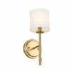 Best Pirce 👏 Kichler Lighting Ali 1-Light Brushed Natural Brass Wall Sconce With White Fabric Shade - 14 In 👍
