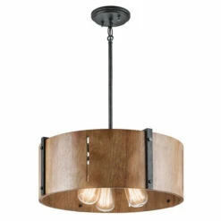 Wholesale ✔️ Kichler Lighting Elbur Collection 3-light Distressed Black Pendant/Semi Flush Mount 🧨