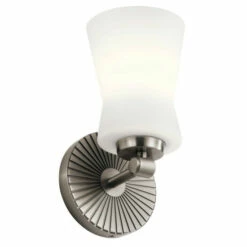Outlet 🧨 Kichler Lighting Kichler Brianne 9.5 Inch 1 Light Wall Sconce With Satin Etched Cased Opal Glass In Classic Pewter 🔔
