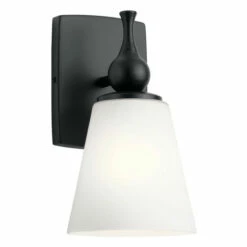 Best deal ❤️ Kichler Lighting Kichler Cosabella 6 Inch 1 Light Wall Sconce With Satin Etched Case Opal In Black 🧨