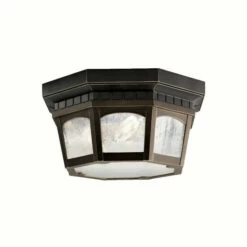 Outlet 🔔 Kichler Lighting Courtyard Collection 3-light Rubbed Bronze Outdoor Flush Mount 🧨