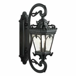 Outlet 💯 Kichler Lighting Tournai Collection 4-light Textured Black Outdoor Wall Lantern 👏