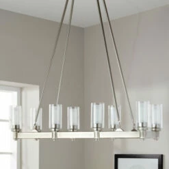 New 🥰 Kichler Lighting Circolo Collection 8-light Brushed Nickel Linear Chandelier 🤩