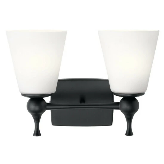 Best deal π₯° Kichler Lighting Kichler Cosabella 15 Inch 2 Light Vanity Light With Satin Etched Case Opal In Black 𧨠4 Best deal π₯° Kichler Lighting Kichler Cosabella 15 Inch 2 Light Vanity Light With Satin Etched Case Opal In Black 𧨠- Image 2