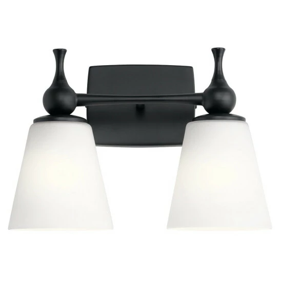 Best deal π₯° Kichler Lighting Kichler Cosabella 15 Inch 2 Light Vanity Light With Satin Etched Case Opal In Black 𧨠5 Best deal π₯° Kichler Lighting Kichler Cosabella 15 Inch 2 Light Vanity Light With Satin Etched Case Opal In Black 𧨠- Image 3