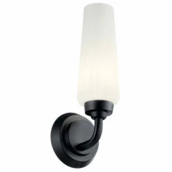 Best deal 👍 Kichler Lighting Truby 11.5 In. 1-Light Black Wall Sconce With Satin Etched Cased Opal Glass 😉