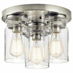Best reviews of 🤩 Kichler Lighting Brinley Collection 3-light Brushed Nickel Flush Mount ❤️
