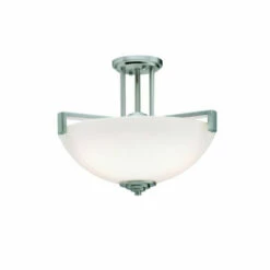 Hot Sale 👍 Kichler Lighting Eileen Collection 3-light Brushed Nickel Mini Pendant/Semi Flush Mount ✨