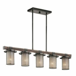 Cheap ✨ Kichler Lighting Ahrendale Collection 5-light Anvil Iron Linear Chandelier ❤️