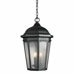 Best Pirce 👍 Kichler Lighting Courtyard Collection 3-light Textured Black Outdoor Pendant 🤩