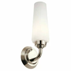 Budget ✨ Kichler Lighting Kichler Truby 11.5 Inch 1 Light Wall Sconce With Satin Etched Cased Opal Glass In Polished Nickel 👏