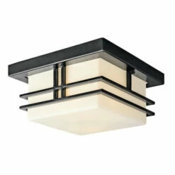 Discount ✔️ Kichler Lighting Tremillo Collection 2-light Black Outdoor Flush Mount 😉