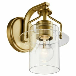 Deals ✔️ Kichler Lighting Everett 1-Light Natural Brass Wall Sconce With Clear Glass 🤩
