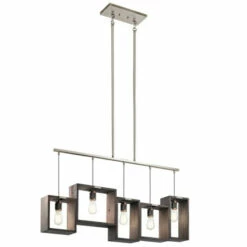 Discount 👍 Kichler Lighting Industrial Frames Collection 5-light Classic Pewter Linear Chandelier 🥰