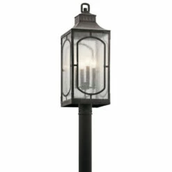 Cheapest 🛒 Kichler Lighting Bay Village Collection 4-light Weathered Zinc Outdoor Post Mount 😉