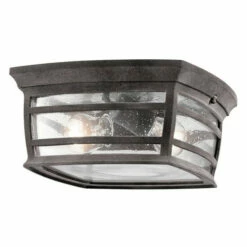 New ⭐ Kichler Lighting Wiscombe Park Collection 2-light Weathered Zinc Outdoor Flush Mount ⌛