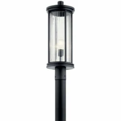 Best reviews of β¨ Kichler Lighting Barras 1-Light Outdoor Post Light Ribbed Glass Black β€οΈ