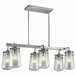 Best Sale 👍 Kichler Lighting Lyndon Collection 6-light Brushed Aluminum Outdoor Linear Chandelier 💯