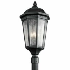 Brand new 😉 Kichler Lighting Courtyard Collection 3-light Textured Black Outdoor Post Lantern 🔥