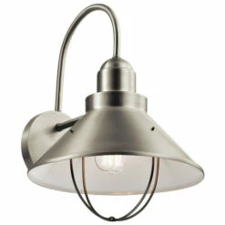 New 🎉 Kichler Lighting Seaside Collection 1-light Brushed Nickel Outdoor Wall Sconce 😀
