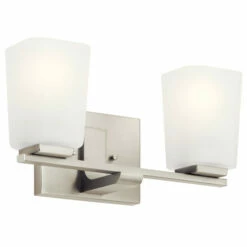 New 🎁 Kichler Lighting Roehm 2-Light Vanity Light Brushed Nickel ✔️