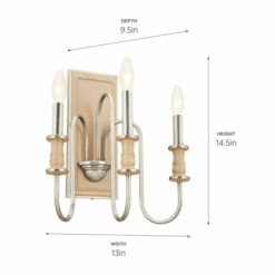Promo 🎁 Kichler Lighting Karthe 13 Inch 3-Light Wall Sconce Beech And Brushed Nickel 😍 -Kichler Lighting Shop unnamed file 869
