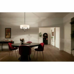 Budget ⭐ Kichler Lighting Kennewick 3-Light Chandelier Black With White Fabric Shade 🎁 -Kichler Lighting Shop unnamed file 910