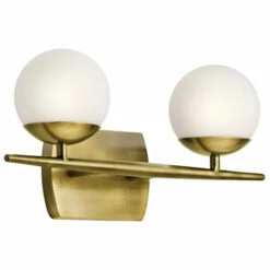 Wholesale ✨ Kichler Lighting Jasper Collection 2-light Natural Brass Halogen Bath/Vanity Light ✨